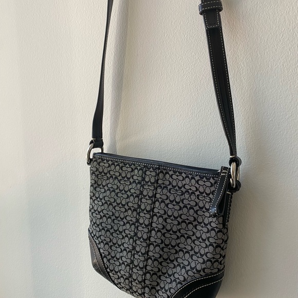 Vintage 90’s Coach Black Monogram Crossbody Purse - Picture 2 of 8
